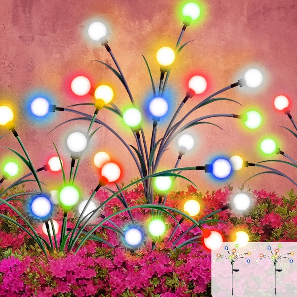 Omgoods - Set van 2 Decoratieve Solar Firefly Lichten