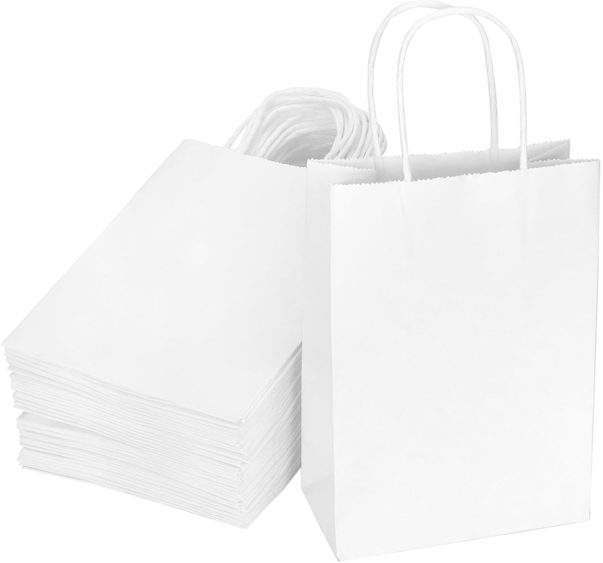 Omgoods - Set van 60 Witte Papieren Cadeauzakken met Handvatten