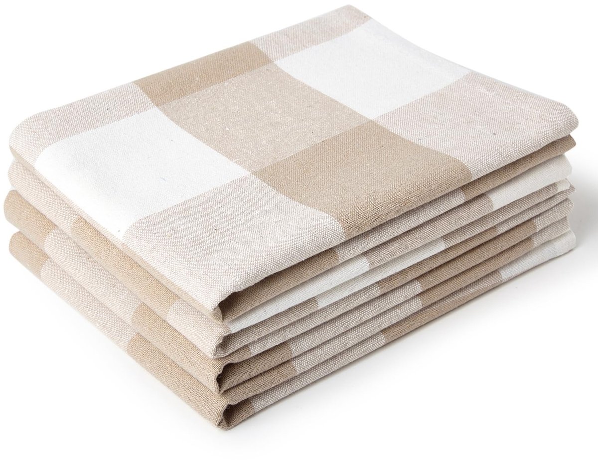 Omgoods - Set van 4 Extra Grote Antibacteriële Keukendoeken 70x45 cm Katoen Beige