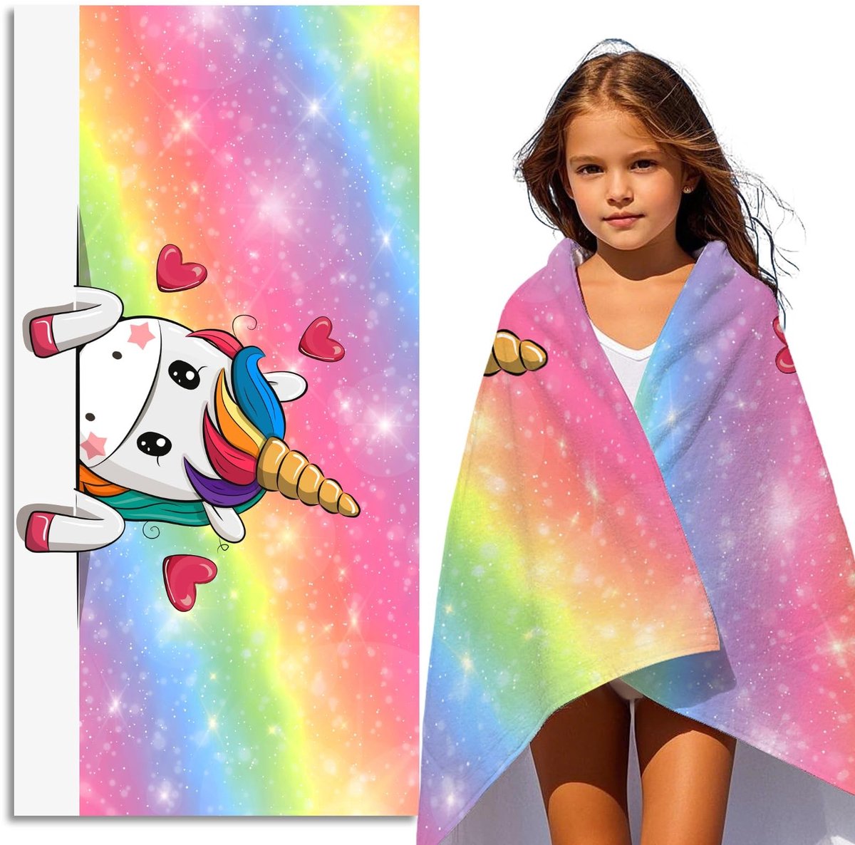 Omgoods - Eenhoorn Strandhanddoek voor Kinderen - Sneldrogend Microvezel 70x140cm