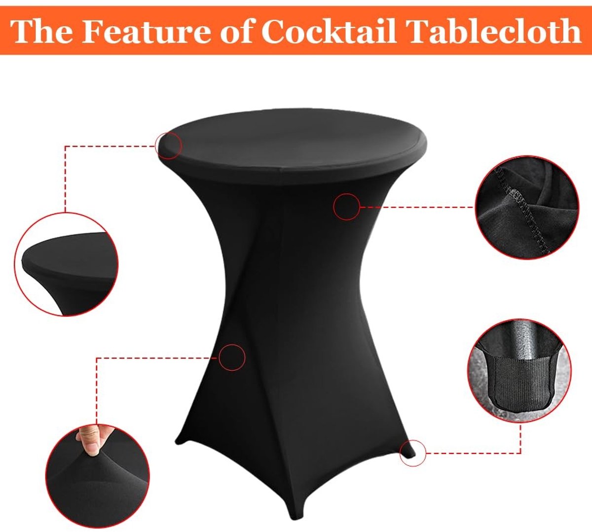 Omgoods - Set van 6 Elastische Bistro Tafelkleden voor Ronde Tafel