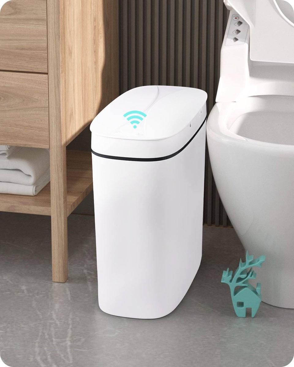 Omgoods - Slimme Afvalbak met Sensor en Deksel 9.5L Wit