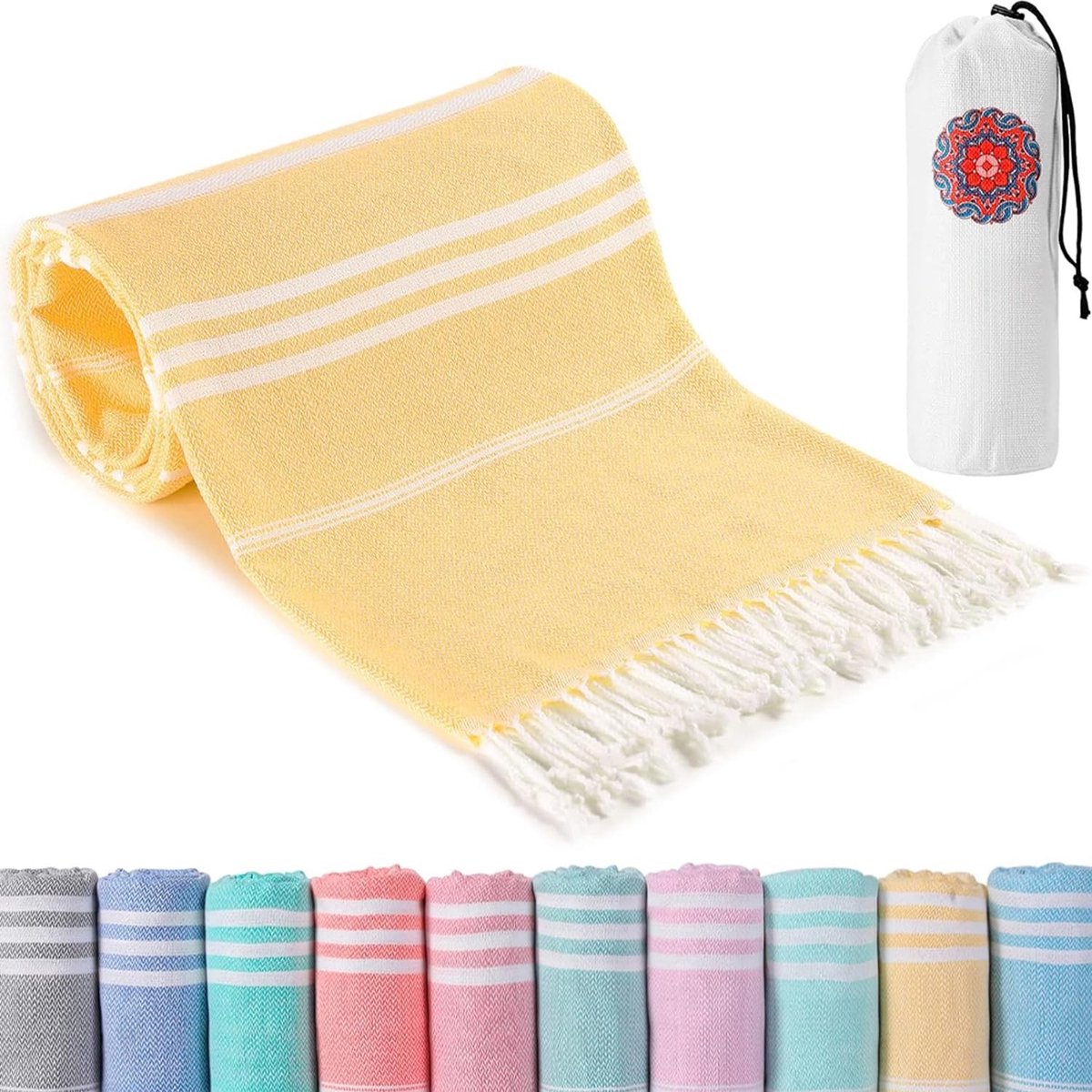 Omgoods - XXL Strandlaken Hammam Towel - Zachte Microfiber Strandaccessoires Geel