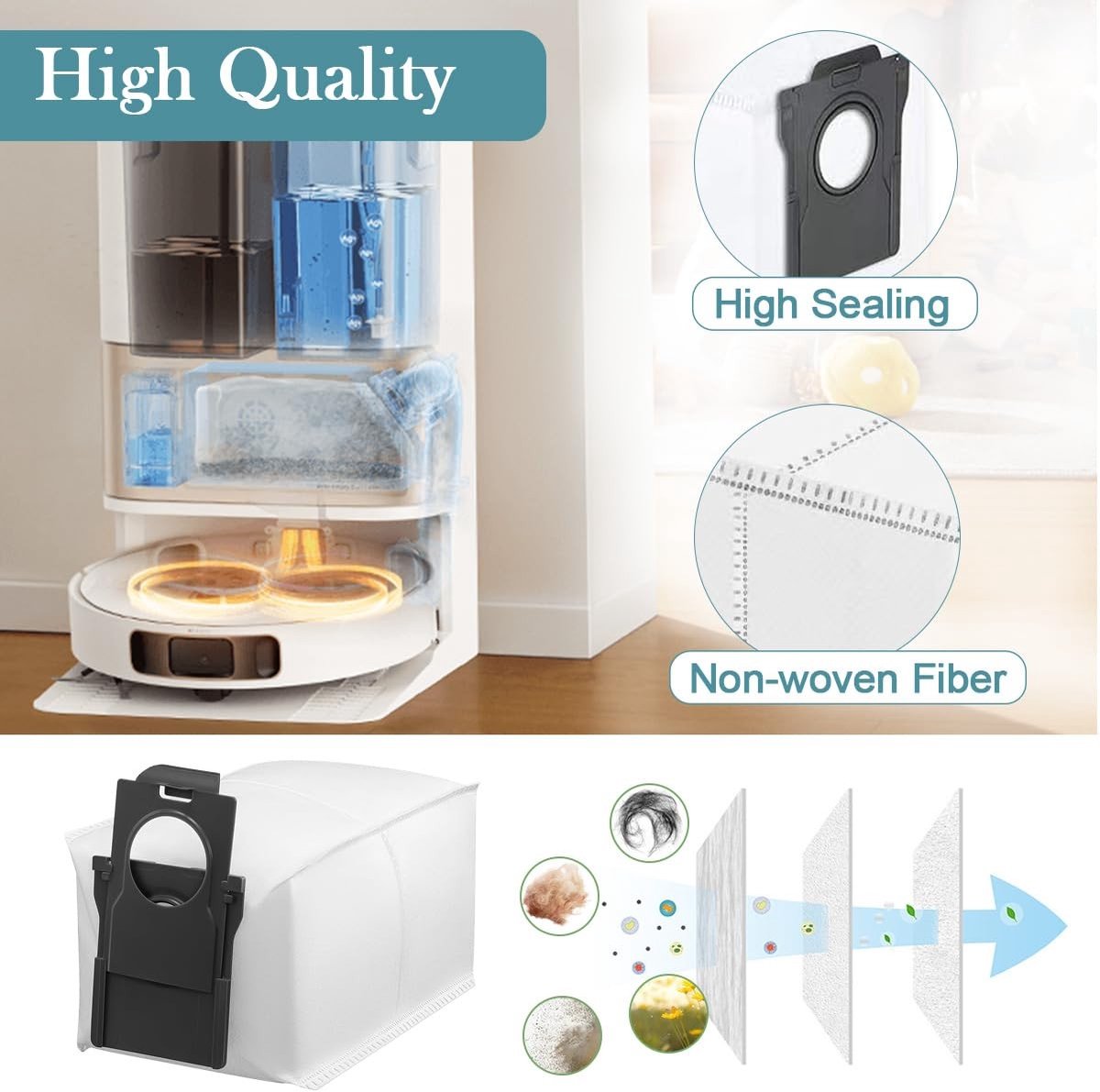 Omgoods - 10 Stofzuigerzakken voor Dreame L10s Pro Ultra Heat - Accessoires
