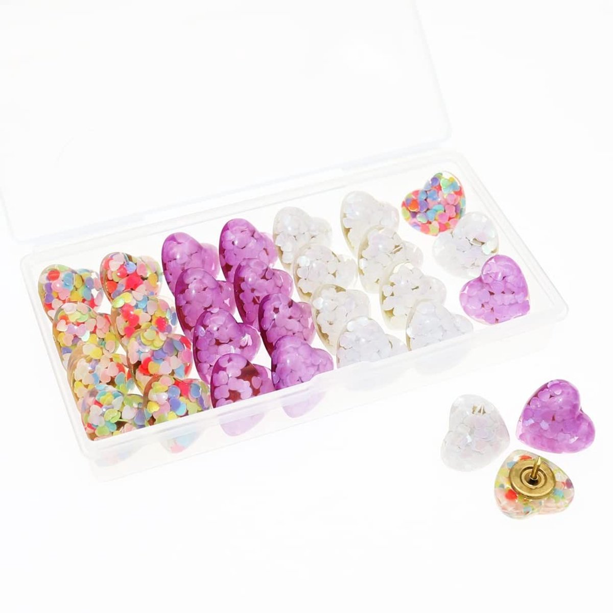 Omgoods - Heart Sequins Pushpins - 30 Stuks Schattige Duimspijkers voor Foto's en Borden