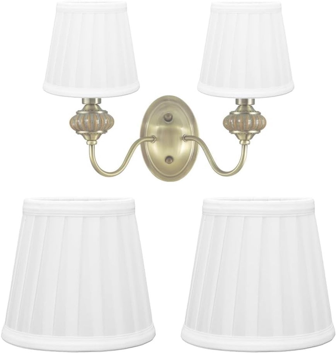 Omgoods - Witte Lampenkappen - 2x E14 - Vintage Plissé - Chandelier Shades - Voor Woonkamer - Slaapkamer Decoratie - Geschikt voor E14 Lampen