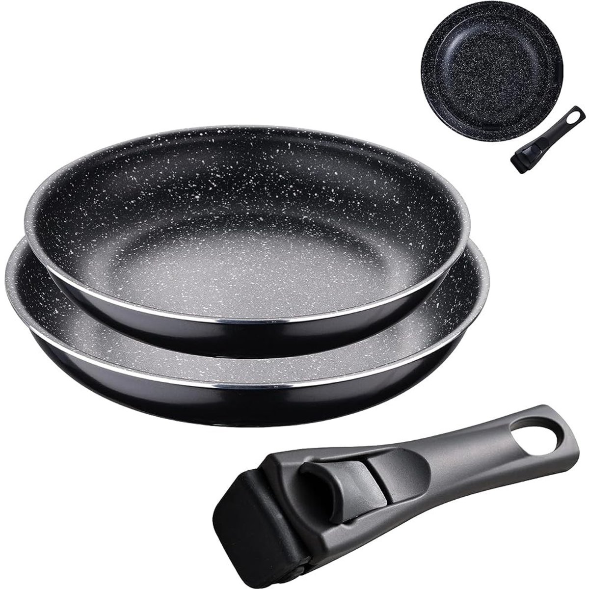 Omgoods - Non-Stick Inductiepanset 24 en 28 cm - Met Verwijderbare Handvatten