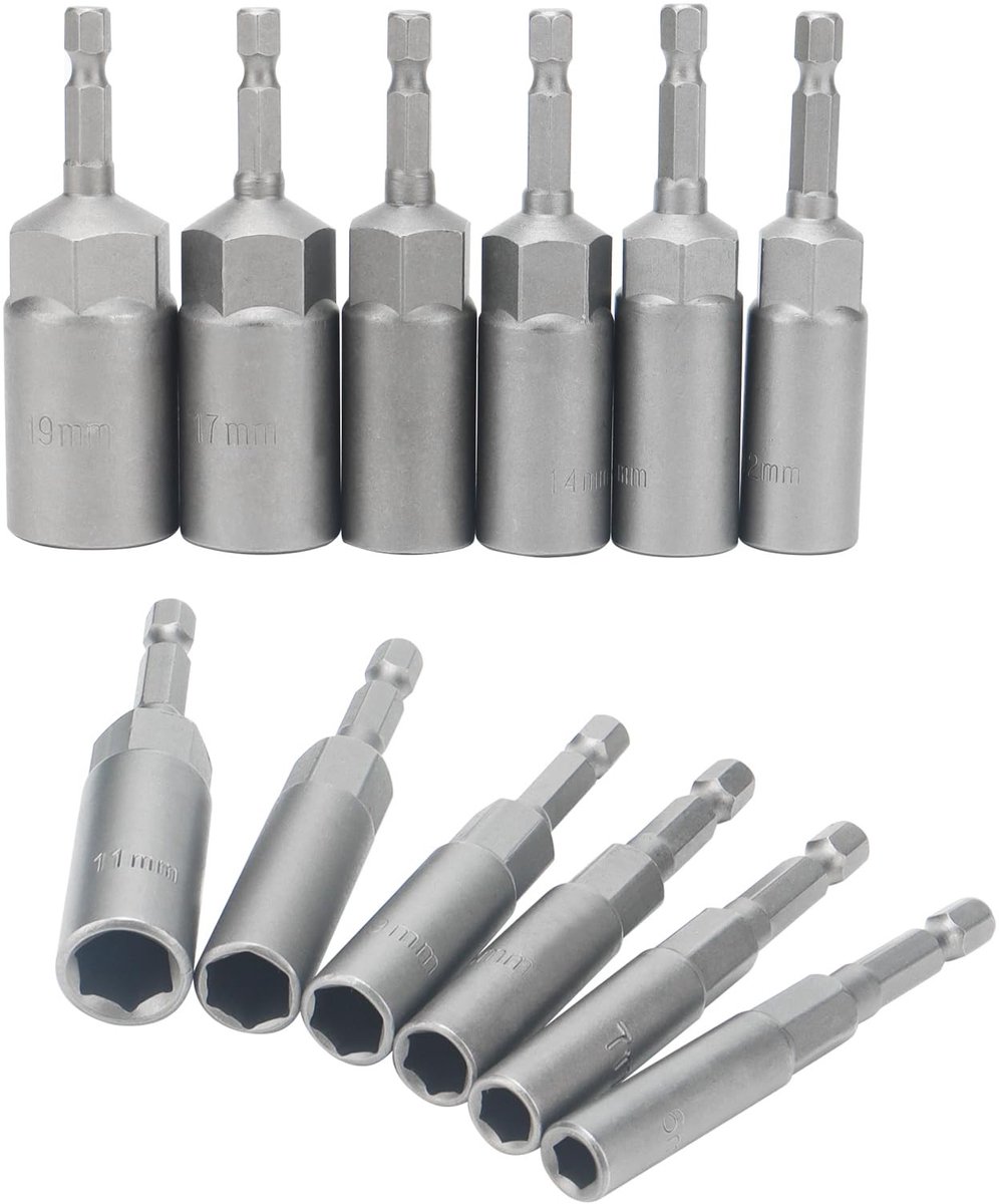 Omgoods - 12-delige Hexagon Socket Set met 1/4 Inch Hex Shank