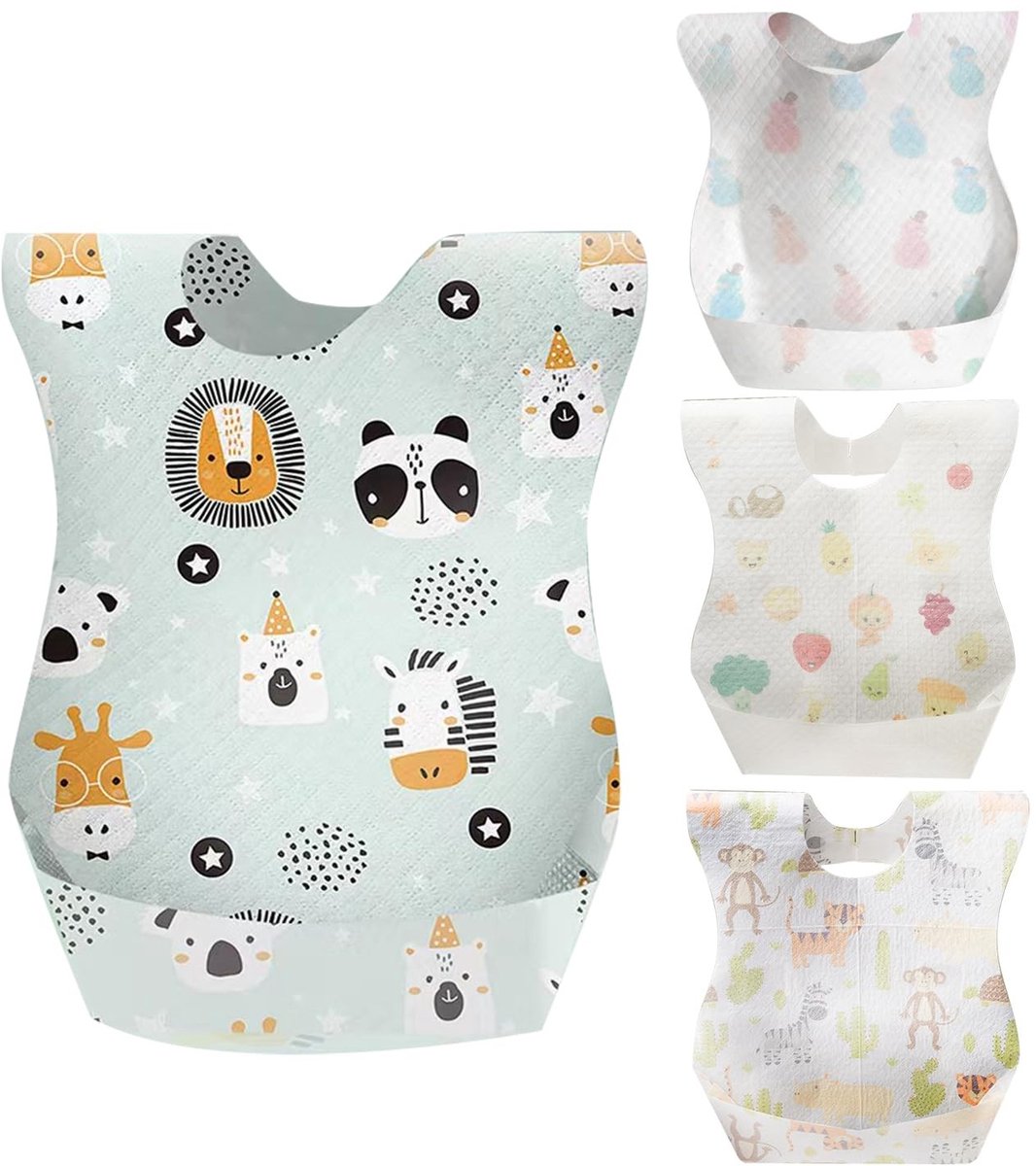 Omgoods- Wegwerp-slabbetjes 40 stuks - Waterdichte Slabber - Verstelbaar - Niet-geweven Stof - Babyvoeding Tas - 35 cm x 24 cm - Babyslab