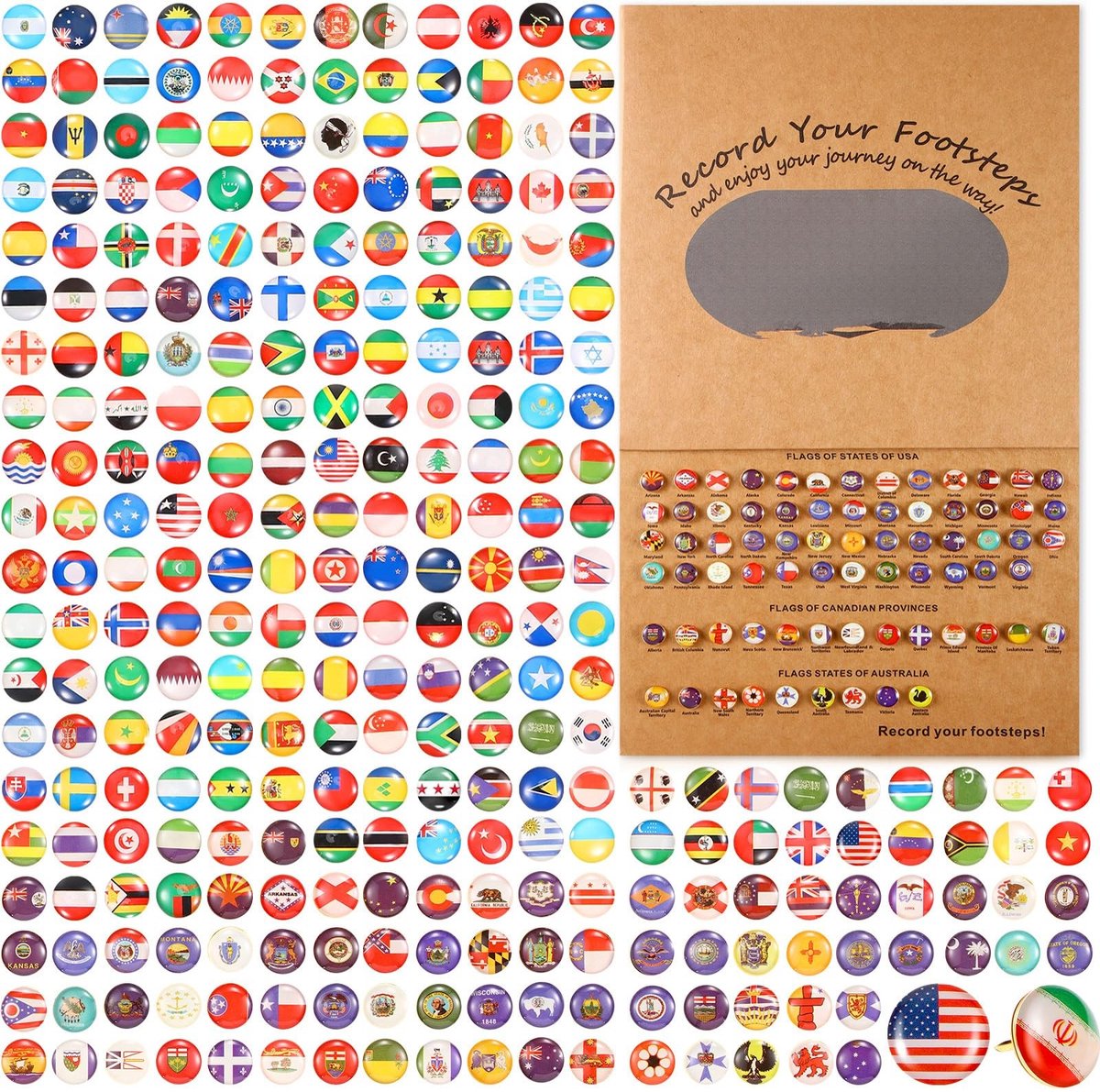 Omgoods - Vlaggen Pushpins - 289 Stuks Creatieve Duimkopspijkers