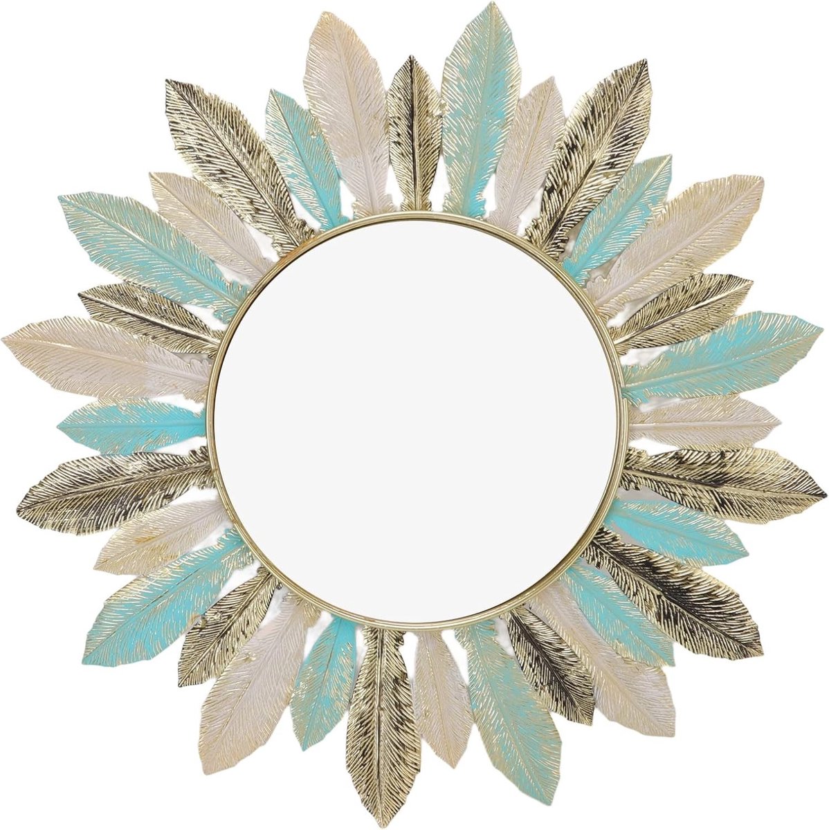 Omgoods- Wandspiegel Decoratief - 41x41cm - Boho Stijl - IJzer/Glas - Muurdecoratie - Duurzaam - Minimalistisch Design - Decoratiespiegel