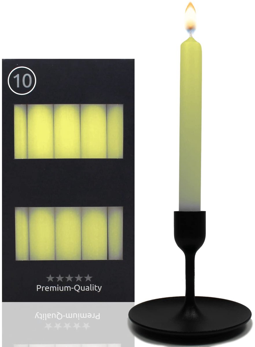 Omgoods - Set van 10 Groene Tafelkaarsen, 18.5 cm