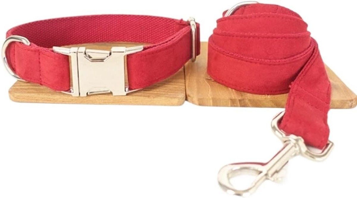 Hondenriem Halsband - Huisdier Riem - Wandelen Trainen - Verstelbare Gevoerde Handgreep - 56-62cm - Rood