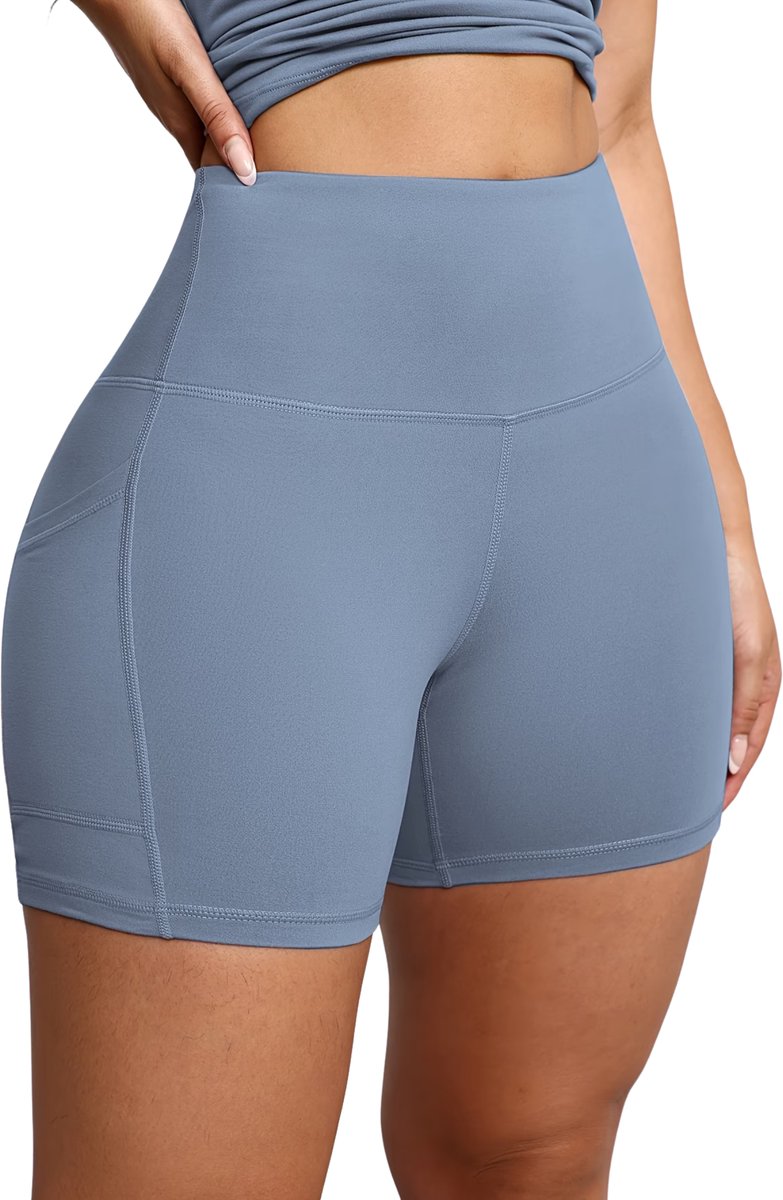 Currero Biker Short Dames Gymshort Korte Legging Lange Onderbroek Bikershort Met Pijpjes Pauw Blauw
