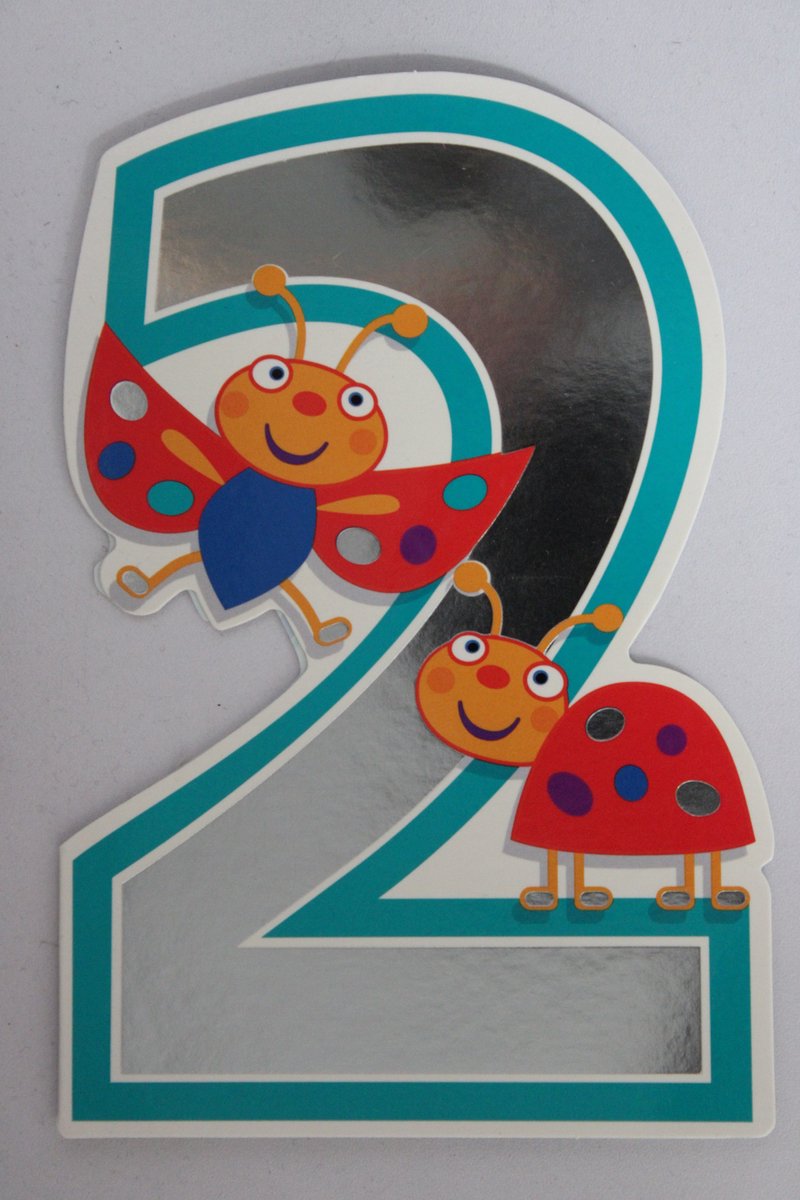 Luxe Wenskaart 2 Jaar - Verjaardagskaart - Leeftijdskaart - Verjaardag - Jarig - Leeftijd 2 - Touche Cards - Kaart - 8717245010177 - Geburtstag - Birthday - Anniversaire - 1 Stuks - In Folie - Gratis Verzonden - Hoge Afnamekortingen - 12x17.5cm