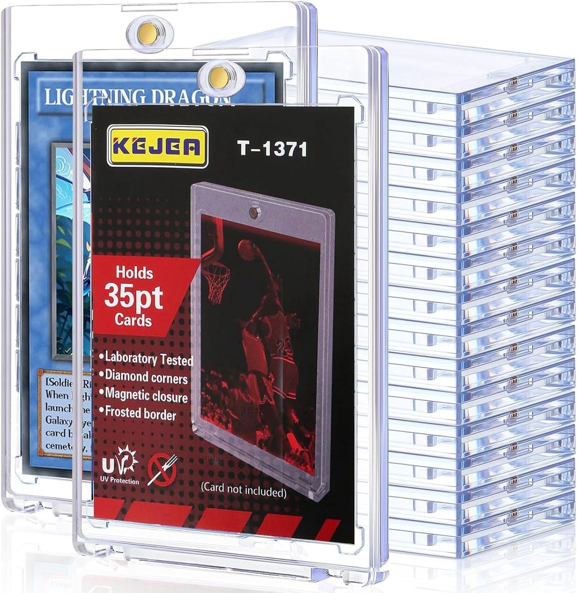 SnelShoppen - 16 Stuks Magnetische Kaarthouders, 35PT UV Bescherming voor Standaard Kaarten, Voetbalkaarten, Sportkaarten, 11x7.3 cm