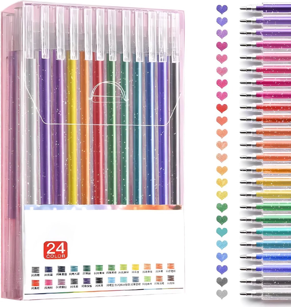SnelShoppen - 24 Glitter Gelpennen in Kleurrijke Set - Veilig en Duurzaam - Ideaal voor Creatieve Projecten, Kinderen, Feesten en Hobby's
