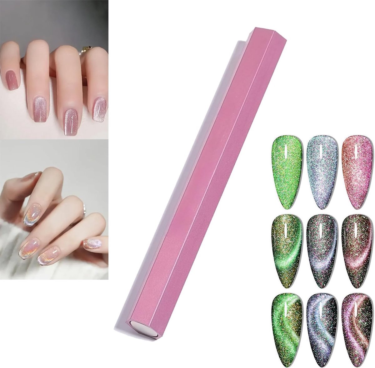 SnelShoppen - Cat Eye Magnet Nagel Magnet Pen voor Nagellak Kunst - Sterke Magneet voor DIY Nagelontwerpen - Hexagonaal Ontwerp - Roze