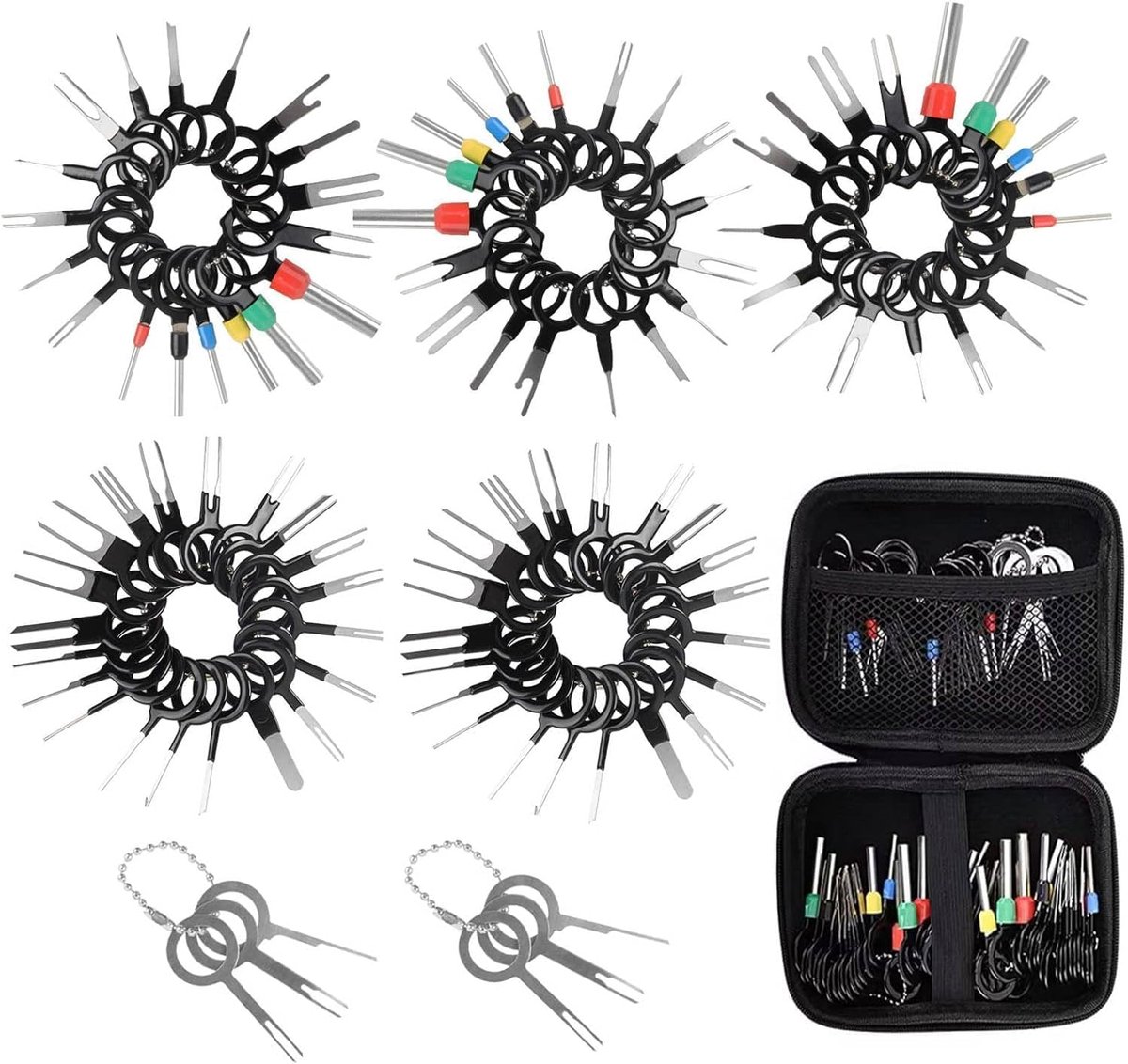 SnelShoppen - 100-delige Auto Terminal Verwijder Tool Set, Hoogwaardige RVS Connector Ejector Kit met Beschermhoes, Spinning Tool voor Meeste Aansluit