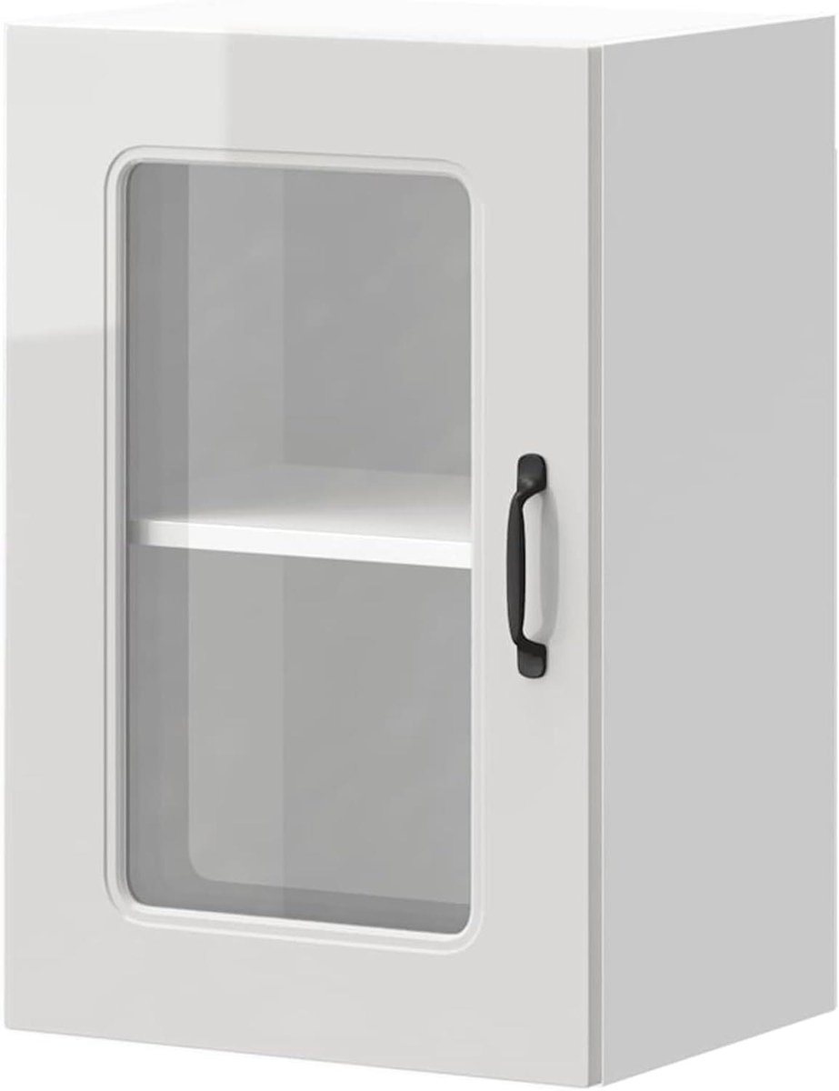 Keukenkast met glazen deur - Wandkast Bovenkast - Keuken Organiseren - Hoogglans Afwerking - 60 x 40 x 31 cm