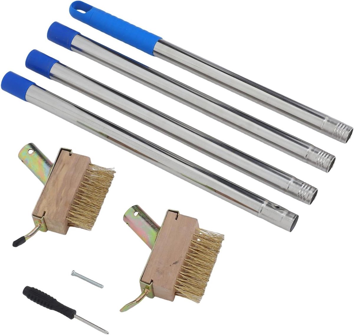 Onkruidborstel Terras - Onkruidwieder Voegen - Terras Reinigen - Lange Handgreep - 43 cm - Zilver