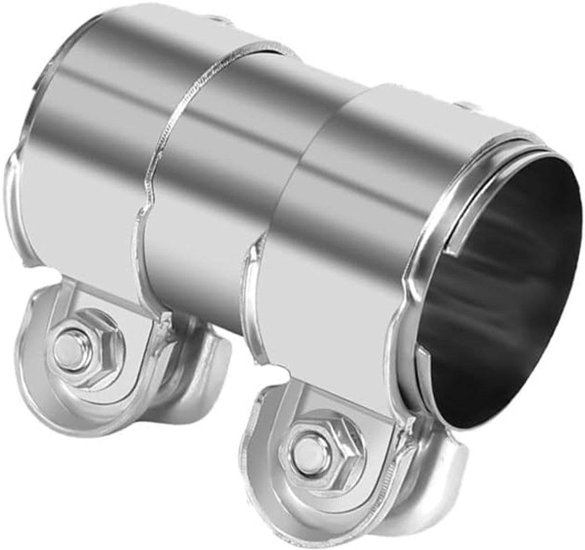 SnelShoppen - 51 mm x 95 mm RVS Uitlaatklem, Dubbele Uitlaatklem, Pijpaansluiting, Roestvrij Staal, Geschikt voor Buiten, Weerbestendig