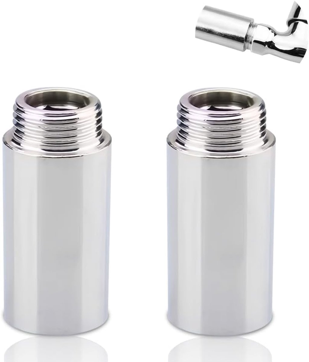 Tap Extension Set of 2 1/2 Inch x 70 mm 1/2 Inch IG x 1/2 Inch AG DN15 Thread Extension 70 mm Stainless Steel - ShopVlot