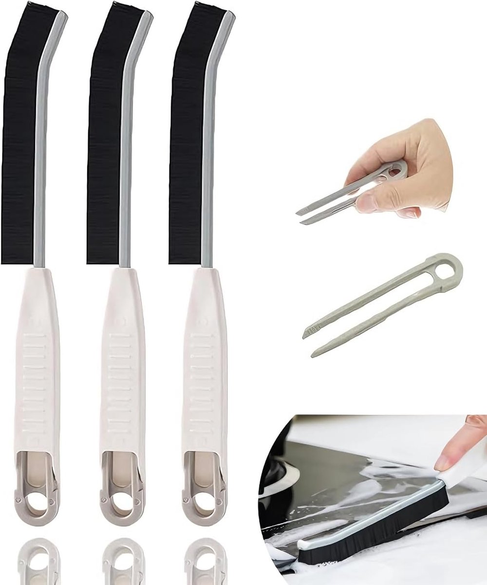 SnelShoppen - Hoek schoonmaakborstel set, 3 stevige borstels met ophangfunctie en clip, schoonmaakborstel voor tegels, badkamer en keuken, voegborstel