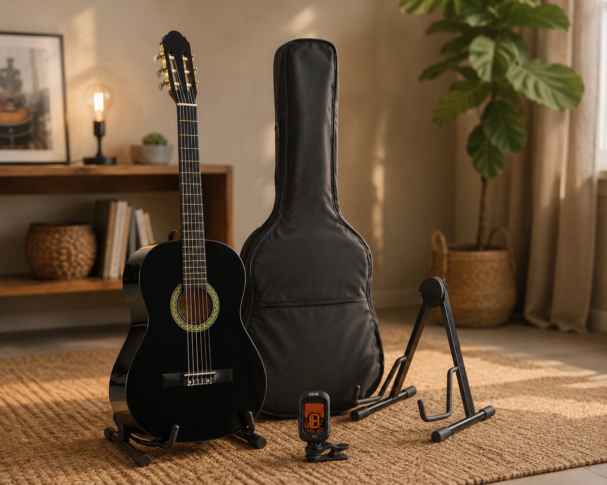 A.Martinez MTC-080/B Klassieke Gitaar 4/4 Black Hoogglans
