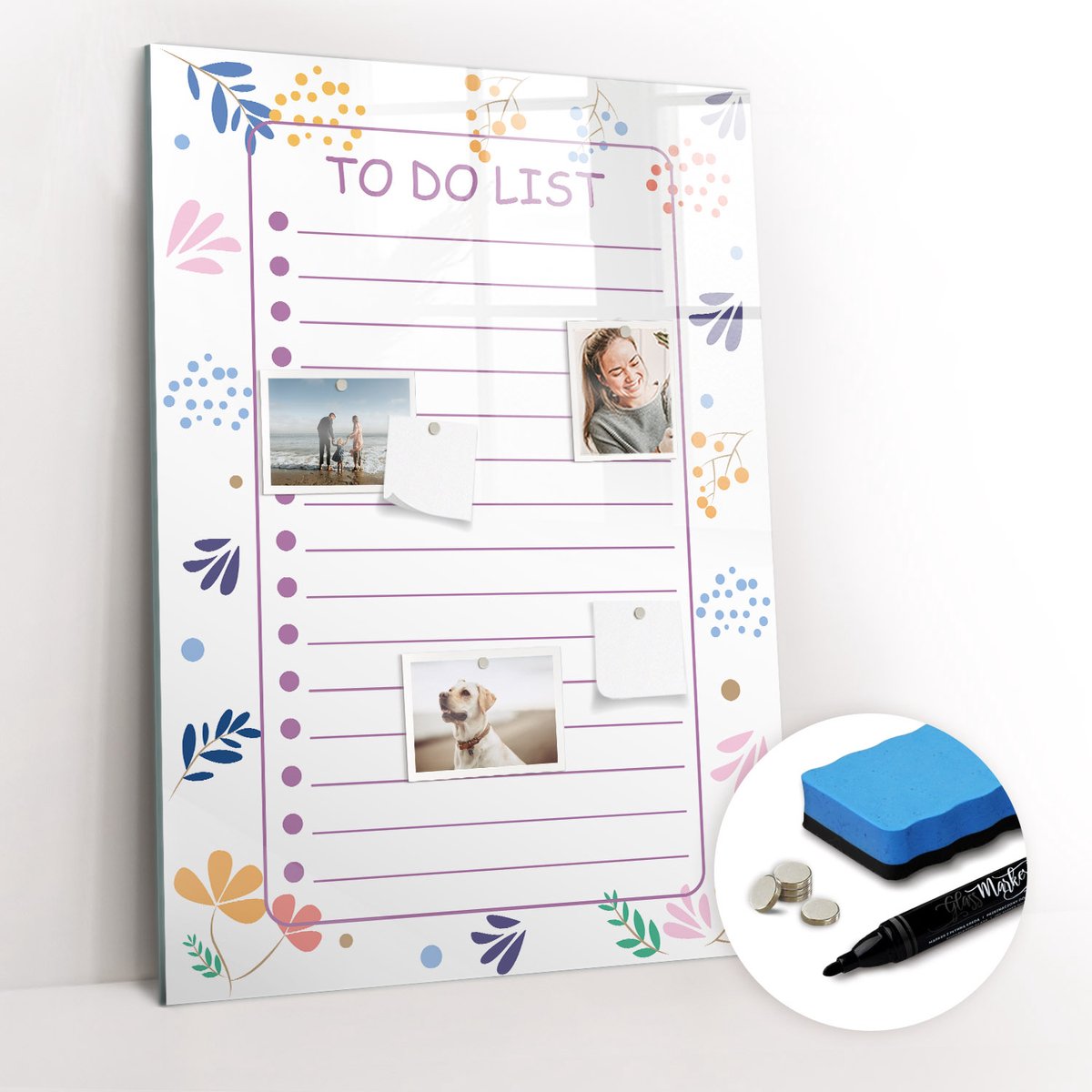 Tulup Whitebord - Boodschappenplanner - 70 x 100 cm - Wit Magnetic Board - Gratis 5 Sterke Magneten + Whiteboard Marker & Wisser - Moderne Wanddecoratie - Magnetisch Bord Kind - Notitiebord Werkplek