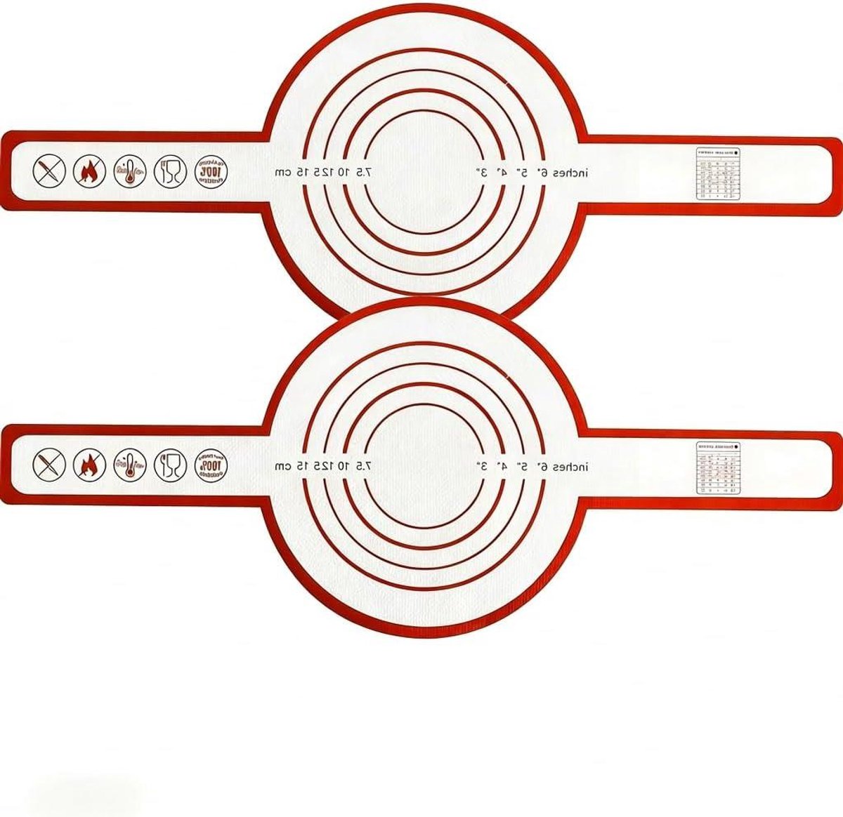 Siliconen bakmat - Broodbakmat Herbruikbaar - Brood Bakken - Extra Lange Handgrepen - 525 x 215 cm - Rood
