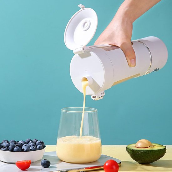 Draagbare Blender - Mini Blender - Gezonde Drankjes Maken - 12 RVS Messen - 700ml - Wit — afbeelding 4