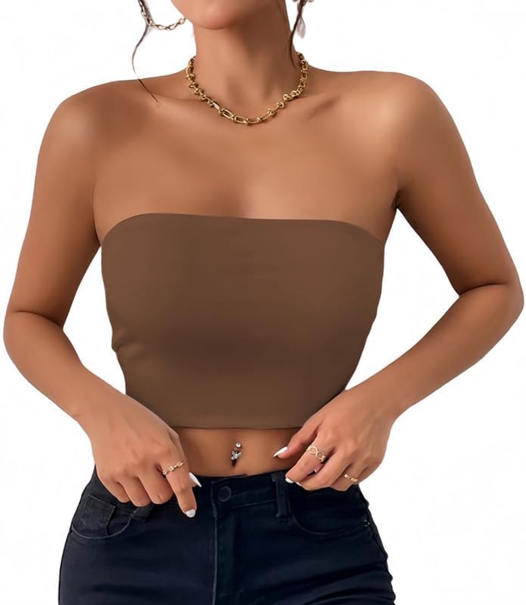 Top voor Vrouwen Zomer Strapless Crop Tops Sexy Mouwloze Bandeau Vest Topjes Zonder Vulling Dames Basic Rekbaar Slank Passend Rugloze Y2K Top Casual Uitgaansoutfit