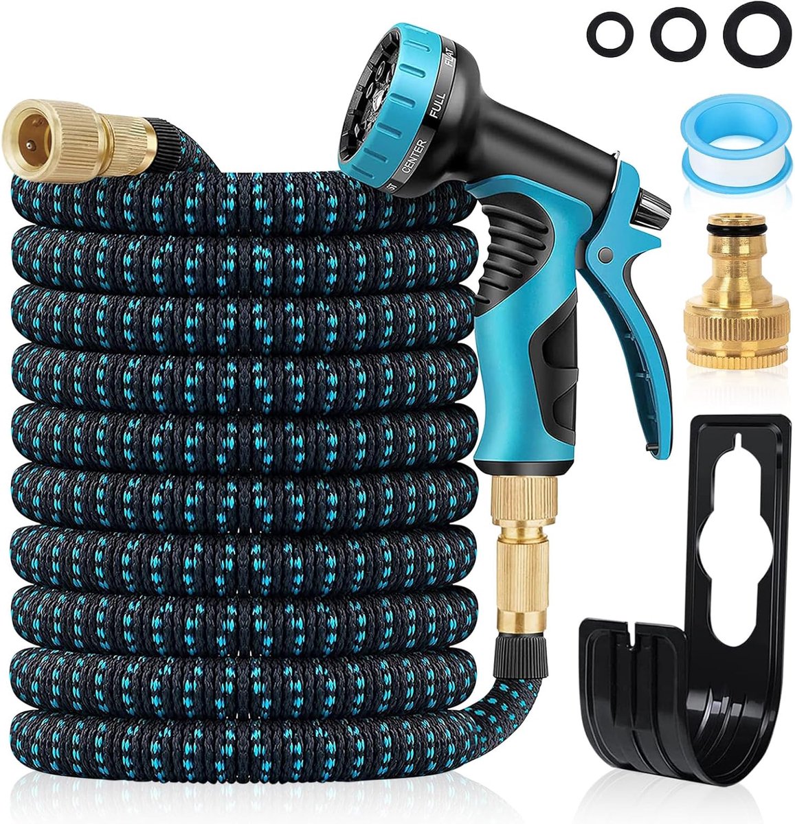 SnelShoppen - Uitbreidbare Tuinslang 30m 3x Uitbreidbaar Flexibele Magische Water Slang met 10 Functies Spuitkop, 4 Laags Latex en 3/4" Massief Messin