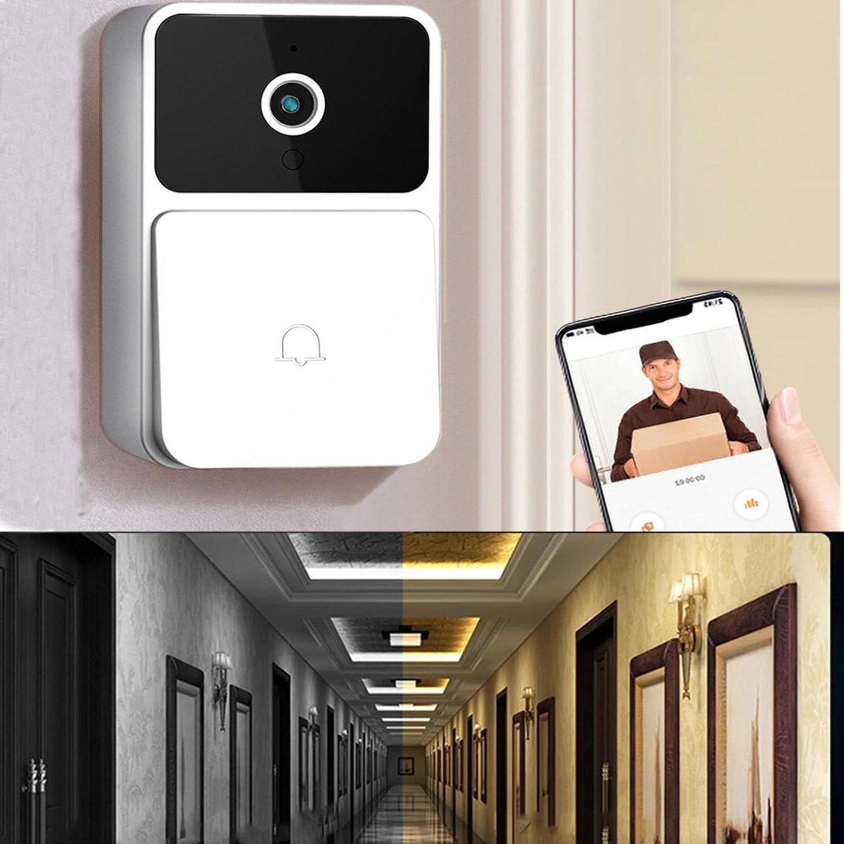 Wifi Deurbel Camera - Draadloze Video Bel - Veilig Thuis - HD Nachtzicht - N.v.t. - Wit