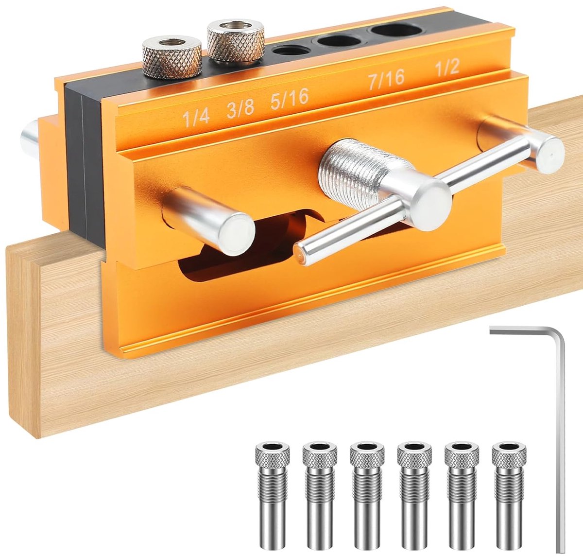 houtbewerking boorsjabloon, deuvel-sjabloonset 3-in-1 met 6/8/10 mm boor, set gereedschap met positioneringsclip, instelbare boorgeleiding, perforator-locator met 6 boorhulzen
