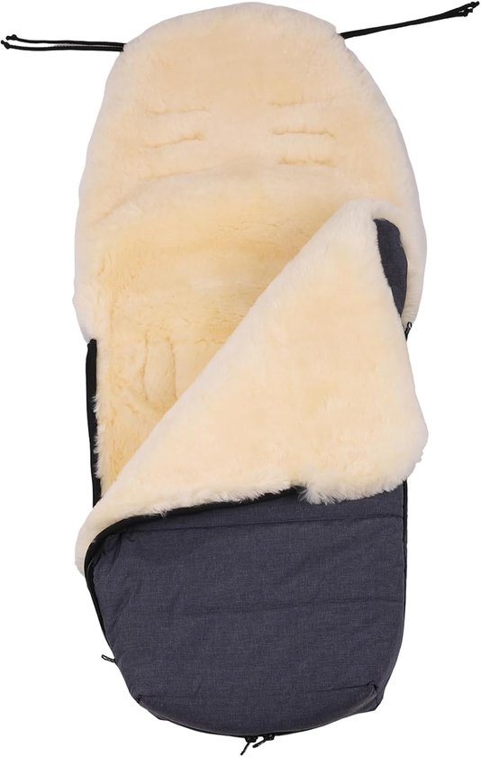 SnelShoppen - Lambskin Voetenzak voor Baby's, Buggy Voetenzak, Wind- en Waterdicht, Thermo-Regulerend, 2-Weg Rits, 95 x 40 cm, Grijs Melange, Ideaal v — afbeelding 5