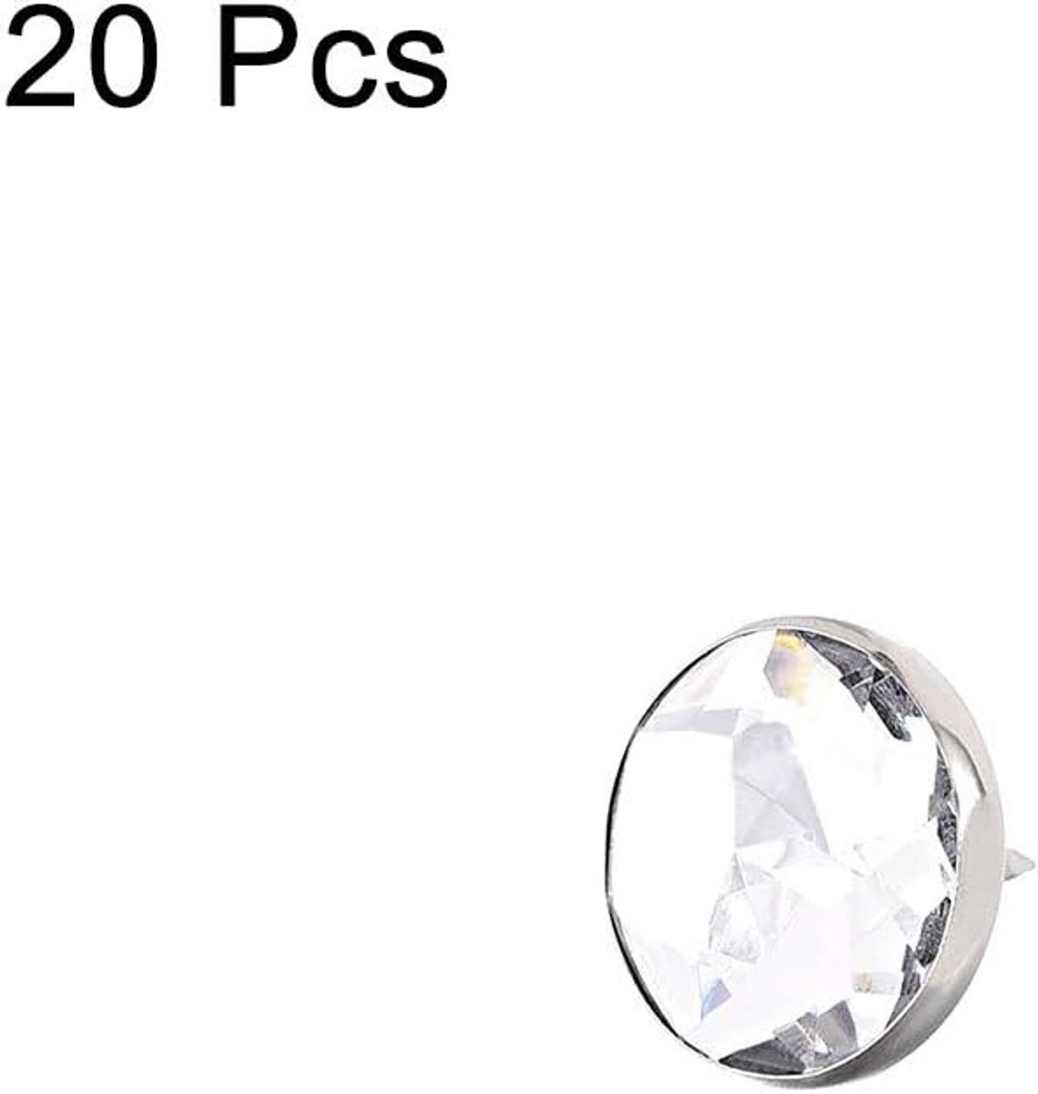 kristal, voor vingernagels, 16,8 mm, diameter kop 17 mm, lengte schacht 20 stuks
