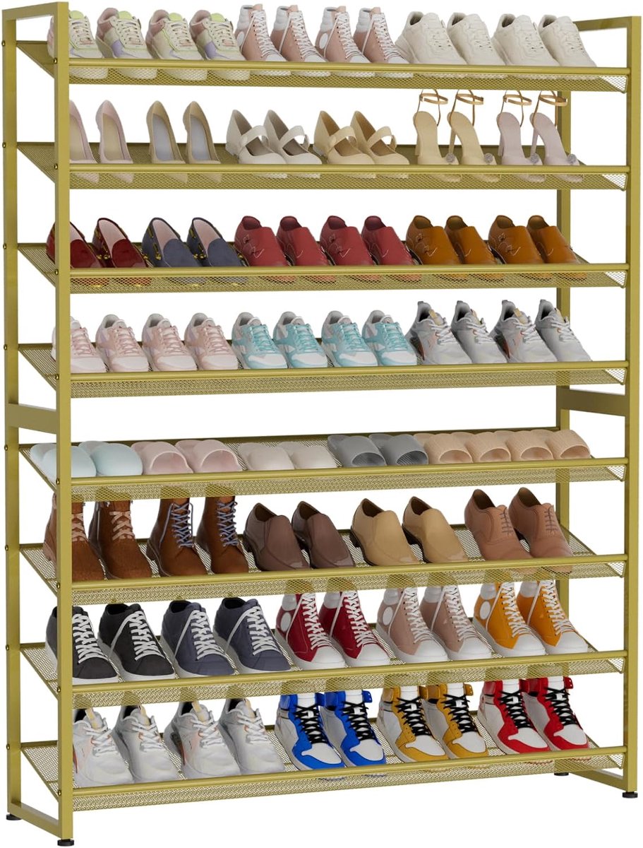 Schoenenrek 8 Laags - Stevig Metaal - Stapelbaar - Perfect voor 50 Paar Schoenen - ShopVlot