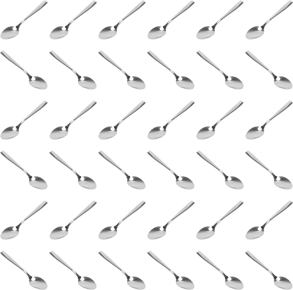 36 stuks theelepels roestvrij staal, 13,6 cm koffielepel, dessertlepel, kleine espressolepel, zilver, voor thuis, restaurant, keuken, café