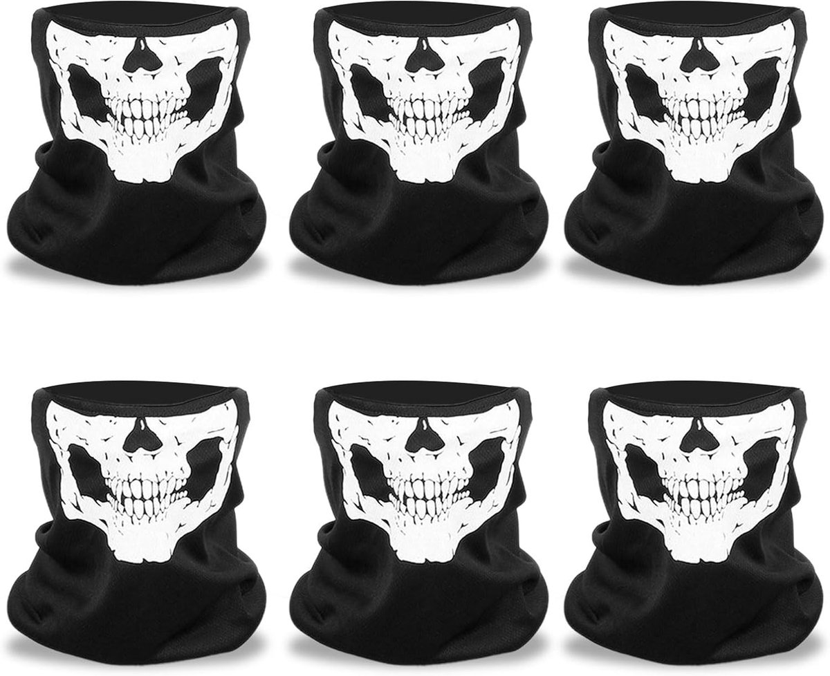 6 stuks doodshoofd-masker, multifunctionele doek, bedrukte halsdoek, ghost-masker, Call of Duty, Halloween-masker, veelzijdige gezichtsdoek, bandana voor hardlopen, wandelen, motorrijden,