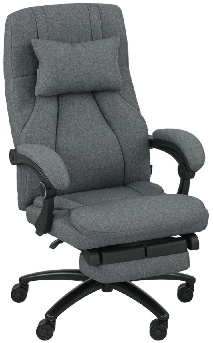 COVREO Massage bureaustoel 64 x 74 x 117 cm donkergrijs, stof met USB en voetsteun
