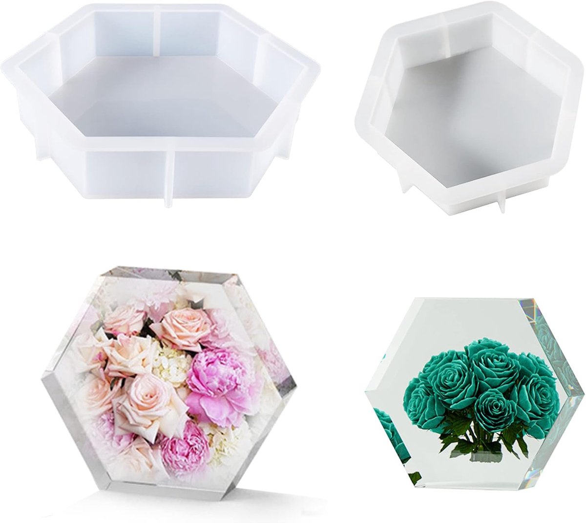 Siliconen grote harsvormen voor bloemen, 2-formaat huis hars mal 3D epoxyhars mallen siliconen mallen voor hars gieten voor bloemen conservering, DIY huwelijksgeschenk, Home Decors (stijl 2)