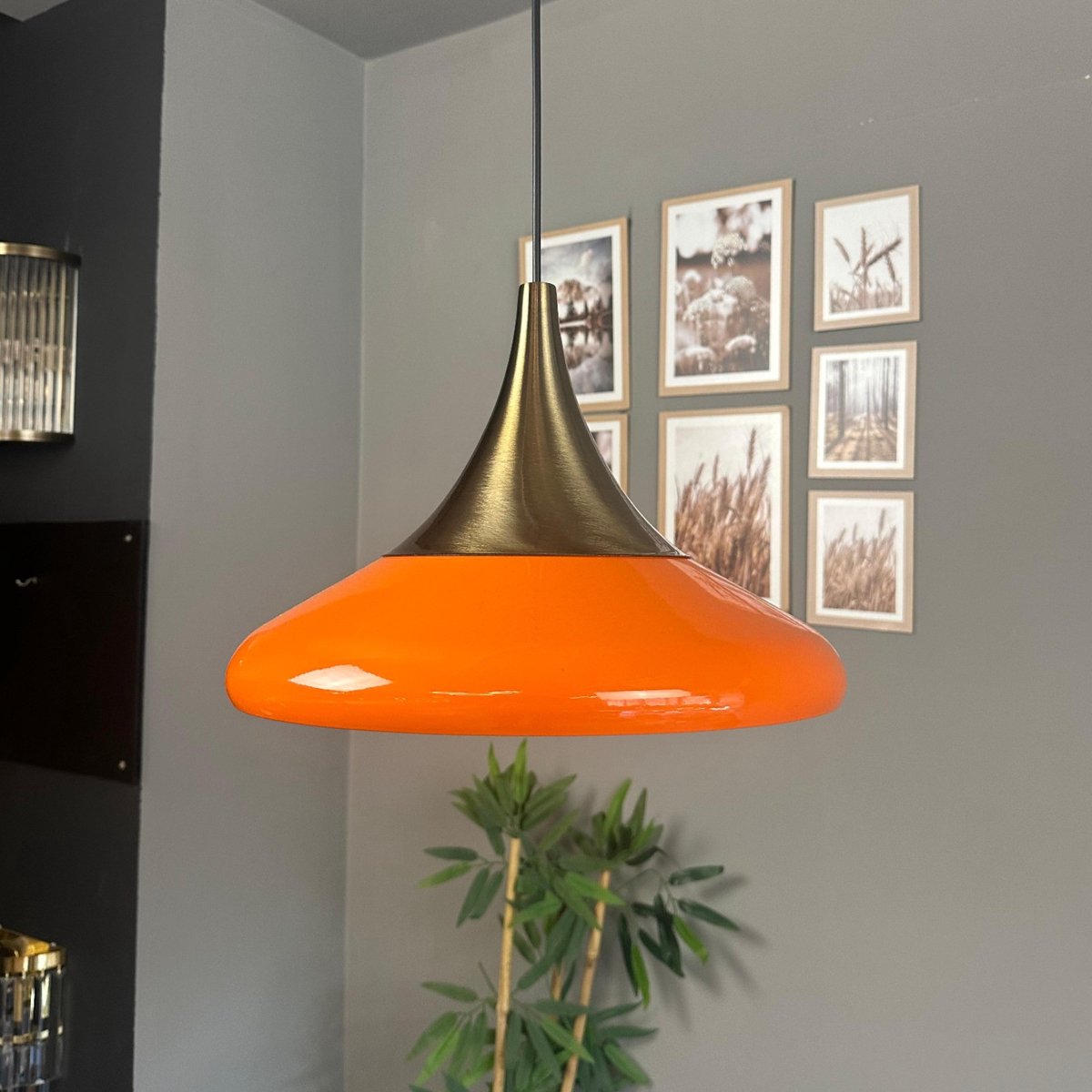 Bamyum Paladin hanglamp, industriële Modern stijl, Ø30 cm, oranje metalen lamp