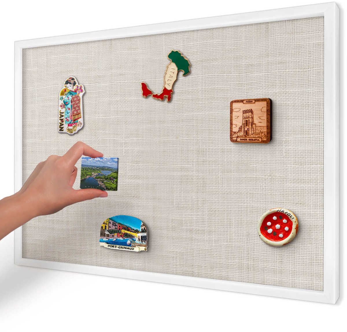 Artprintcave Beige Magneetbord mit Witte Lijst - 60x40 cm - Subtiele Elegantie Magnetisch Bord Voor Magneten - Scandinavisch Notitiebord - Texturen