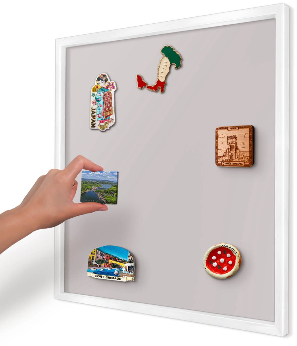 Artprintcave Roze Magneetbord mit Witte Lijst - 50x50 cm - Asgrijs Magneetbord Voor Foto's - Minimalist Magnetisch Bord - Achtergronden En Patronen