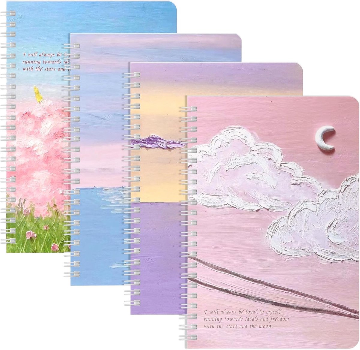SnelShoppen - 4 Pack Spiral Notebooks A5, Waterdicht Notitieboek met 120 Bladzijden, Lijnpapier voor Kantoor, School, Reizen en Creatieve Ideeën