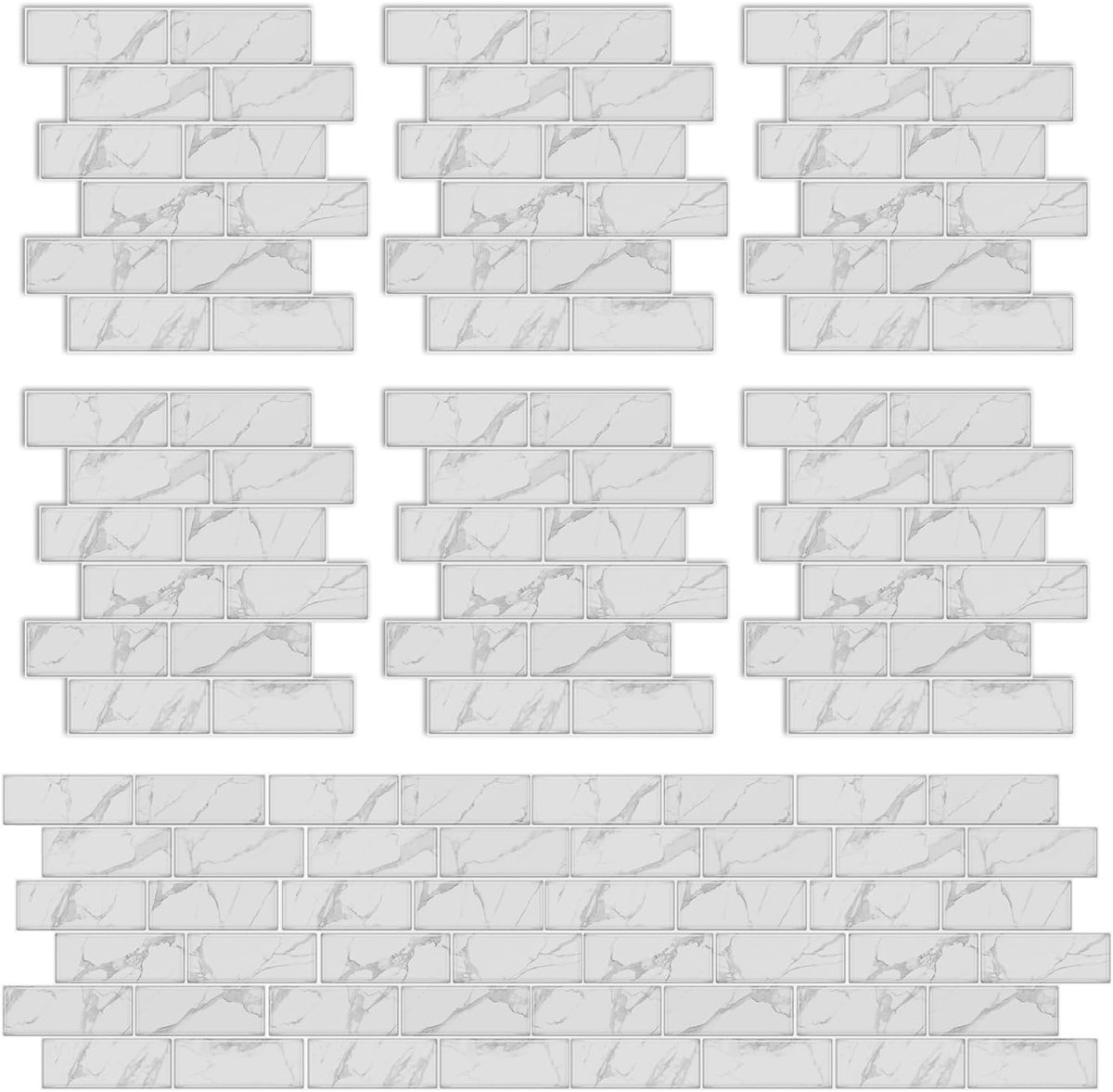 Pack of 10 3D Tile Stickers Self-Adhesive White Heat and Moisture Resistant Self-Adhesive Wall Tiles for Bathroom - ShopVlot