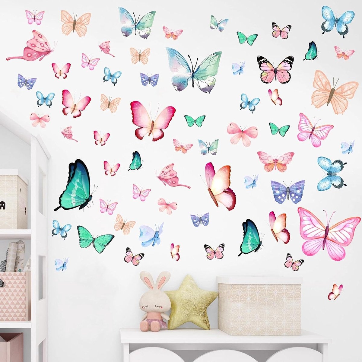 Muurstickers Vlinders 3-pack - Roze Luminous - Glow in the Dark - Sfeer in Kinderkamer - ShopVlot