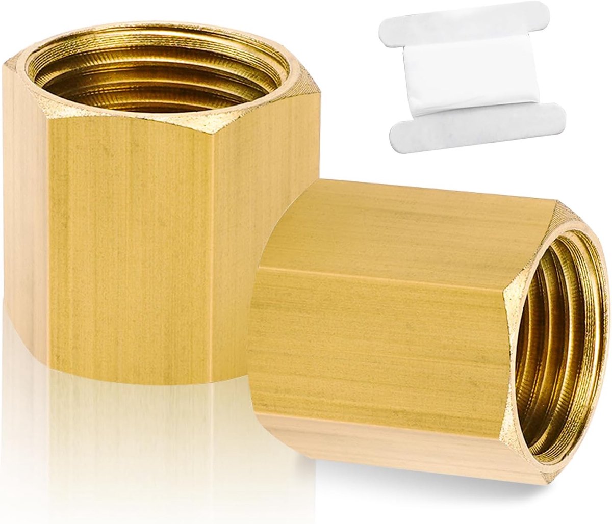 2pcs IG 3/8" Brass, 3/8 Inch Female Thread Connector, Brass Double, Hex Nipple Coupler, with Sealing Tape, for Pipe - ShopVlot